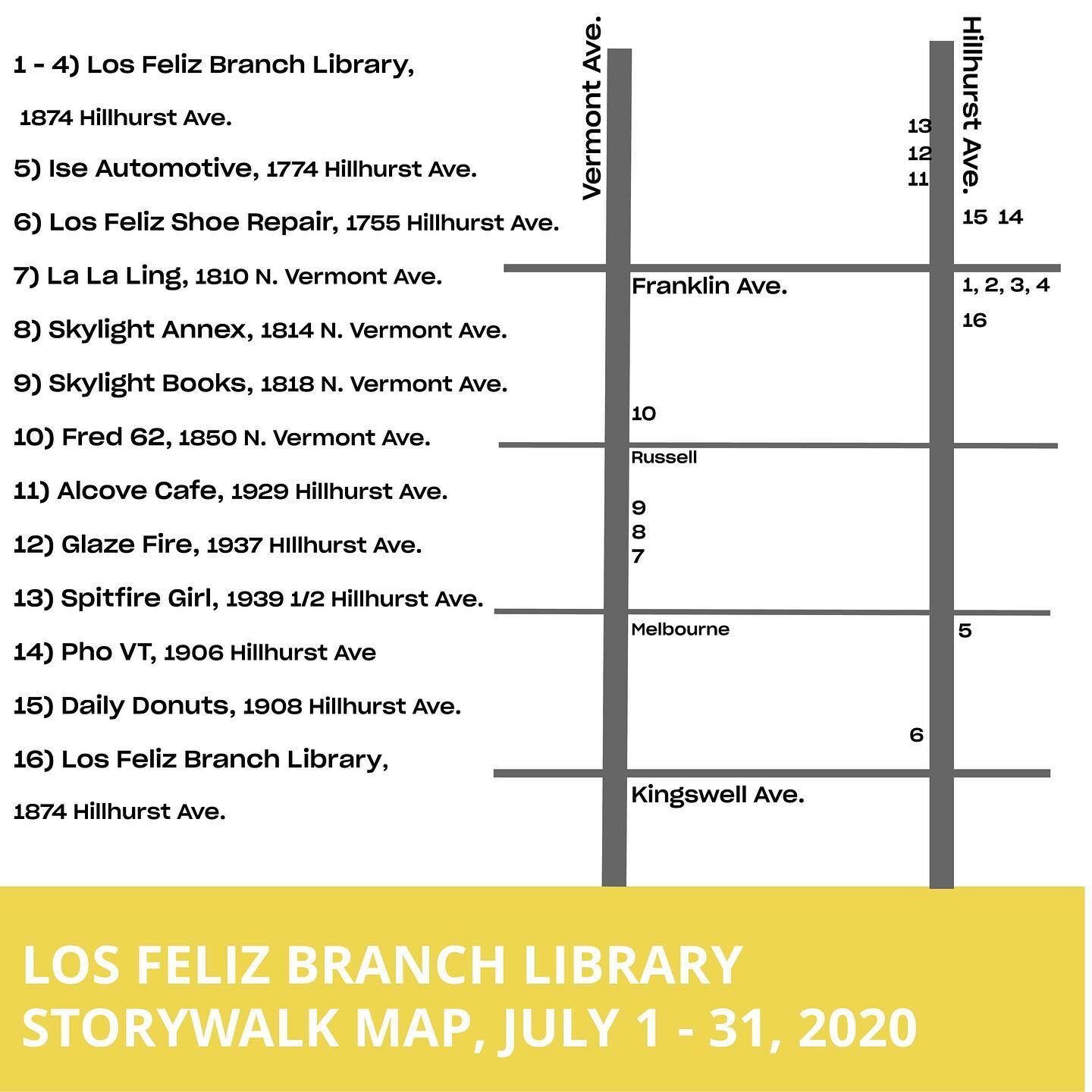 Los Feliz Branch Library Storywalk Map